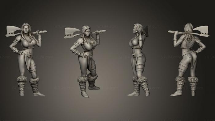 Figurines of girls (Axe girl, STKGL_0070) 3D models for cnc